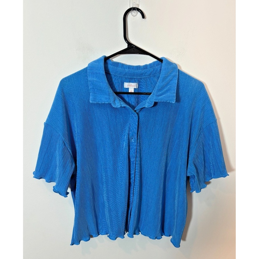 Colsie XL Blue Funky Short Sleeve Top